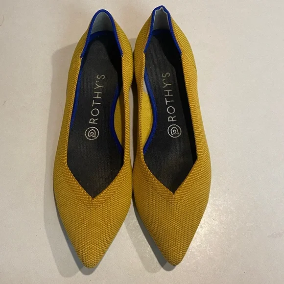 ROTHY’S RETIRED THE POINT MARIGOLD YELLOW POINTED TOE FLATS BALLET WOMEN SZ 8.5 - Picture 8 of 11